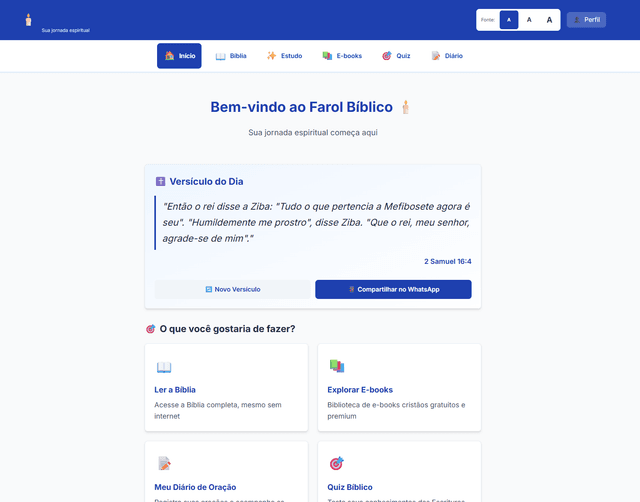 Aplicativo Farol Bíblico em desktop